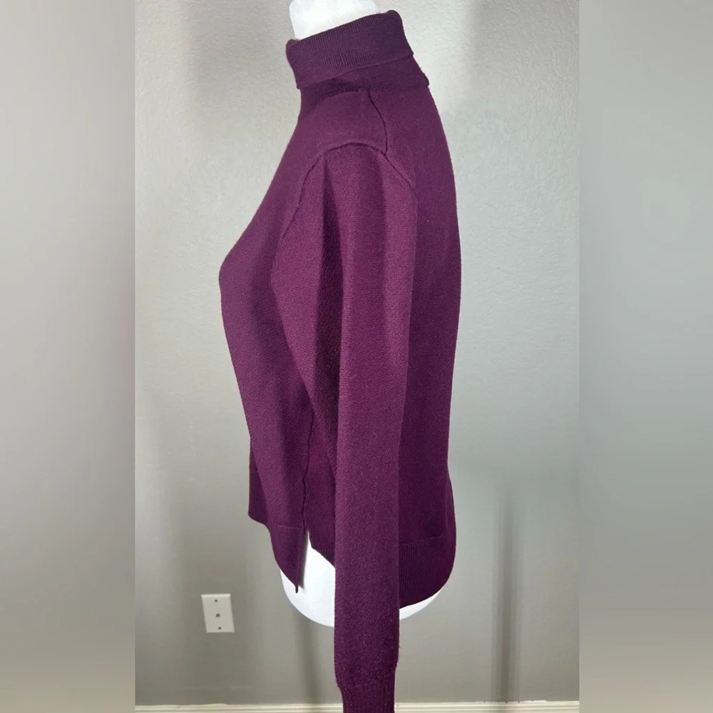 Sea New York Burgundy Turtleneck Sweater Sz XS Old Money Quiet Luxury 100% Wool